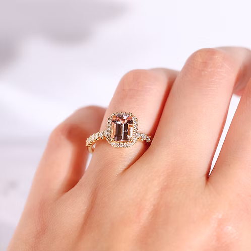 Morganite Halo Chunky Ring
