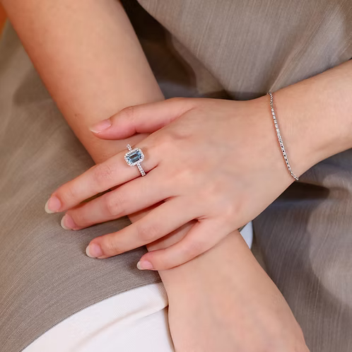 Aquamarine Halo Chunky Ring