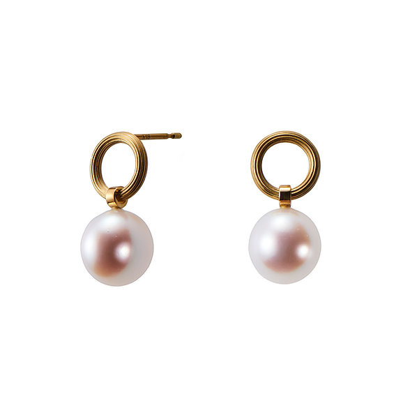 Groove Earrings with White South Sea Pearl