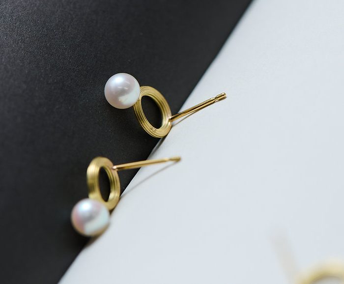Groove Earrings with Akoya Pearls