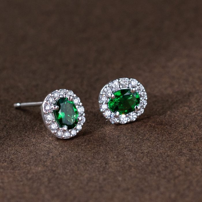 Green Garnet Halo Earrings