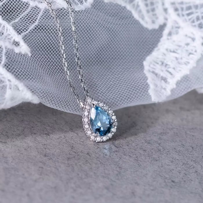 Aquamarine Petal Necklace