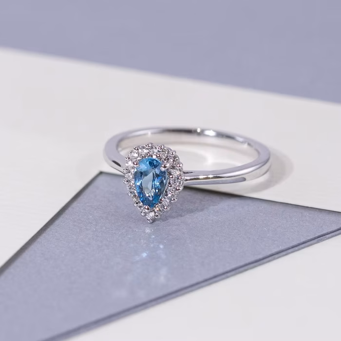 Aquamarine Petal Ring