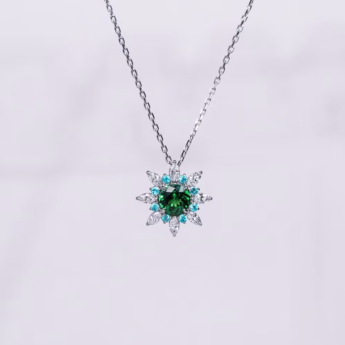 Cosmos Necklace with Green Garnet