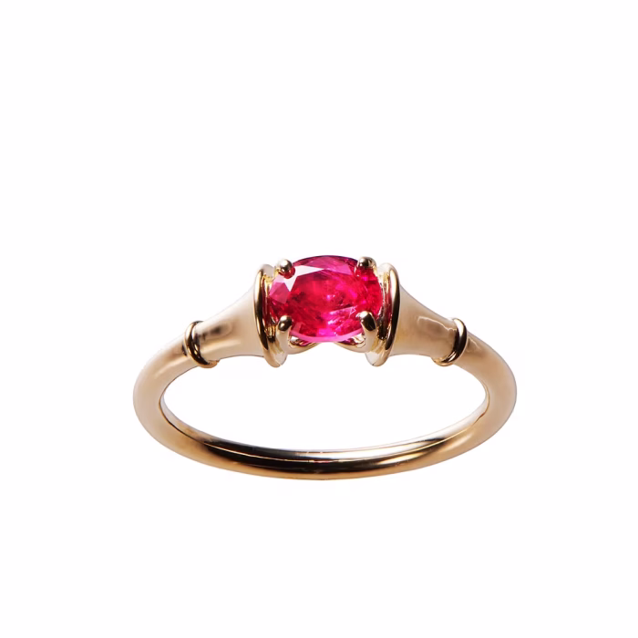 Horn Oval-cut Ruby Ring