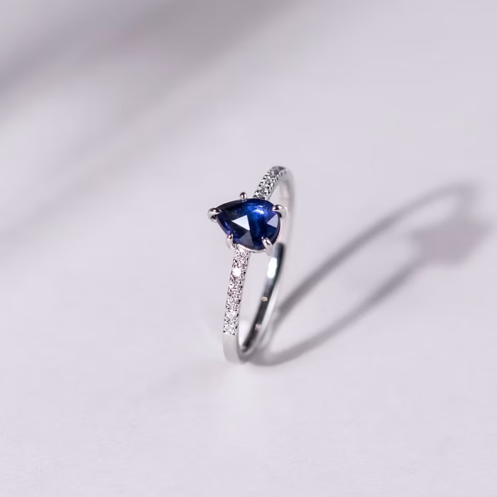 Rose Cut Pear Shaped Sapphire Ring