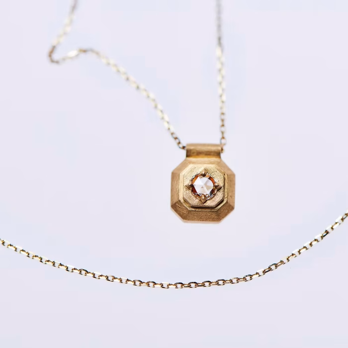 Smoke Octagon Signet Necklace